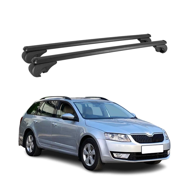 Barres de toit Transversales pour Skoda Octavia Break 2012-2019 Aluminium Noir