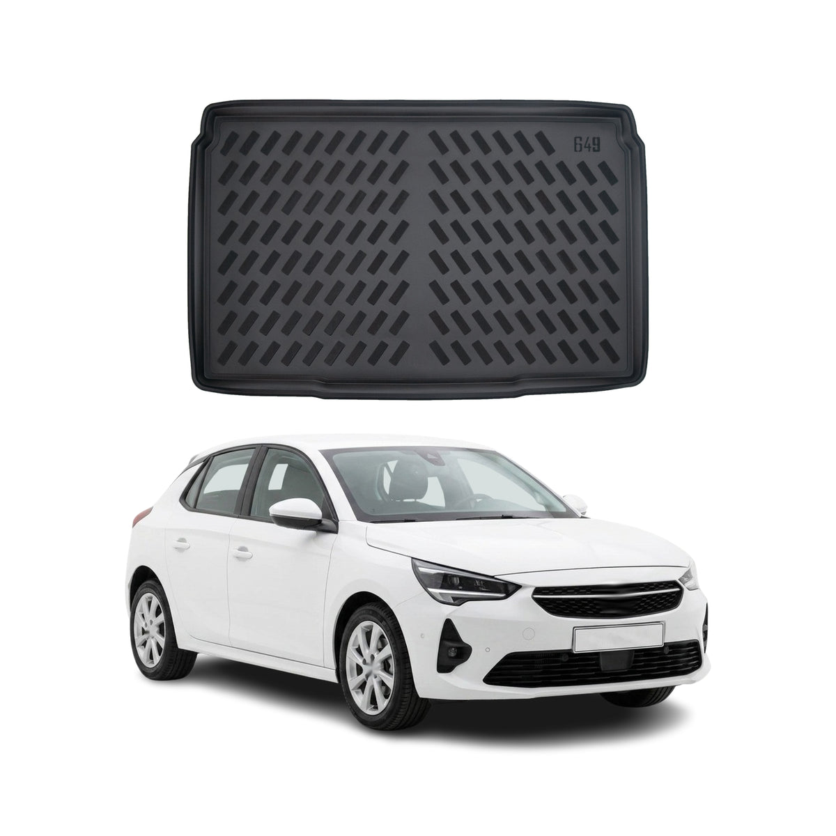 Tapis de coffre pour Opel Corsa F 2019-2027 Noir 3D en Caoutchouc TPE