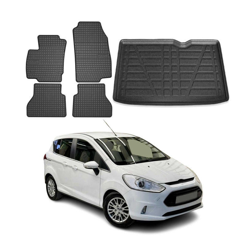 Kit Tapis de sol et coffre pour Ford B-Max 2012-2024 TPE Noir