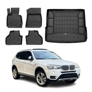 OMAC Kit Tapis de sol et coffre pour BMW X3 F25 2010-2017 Premium Noir