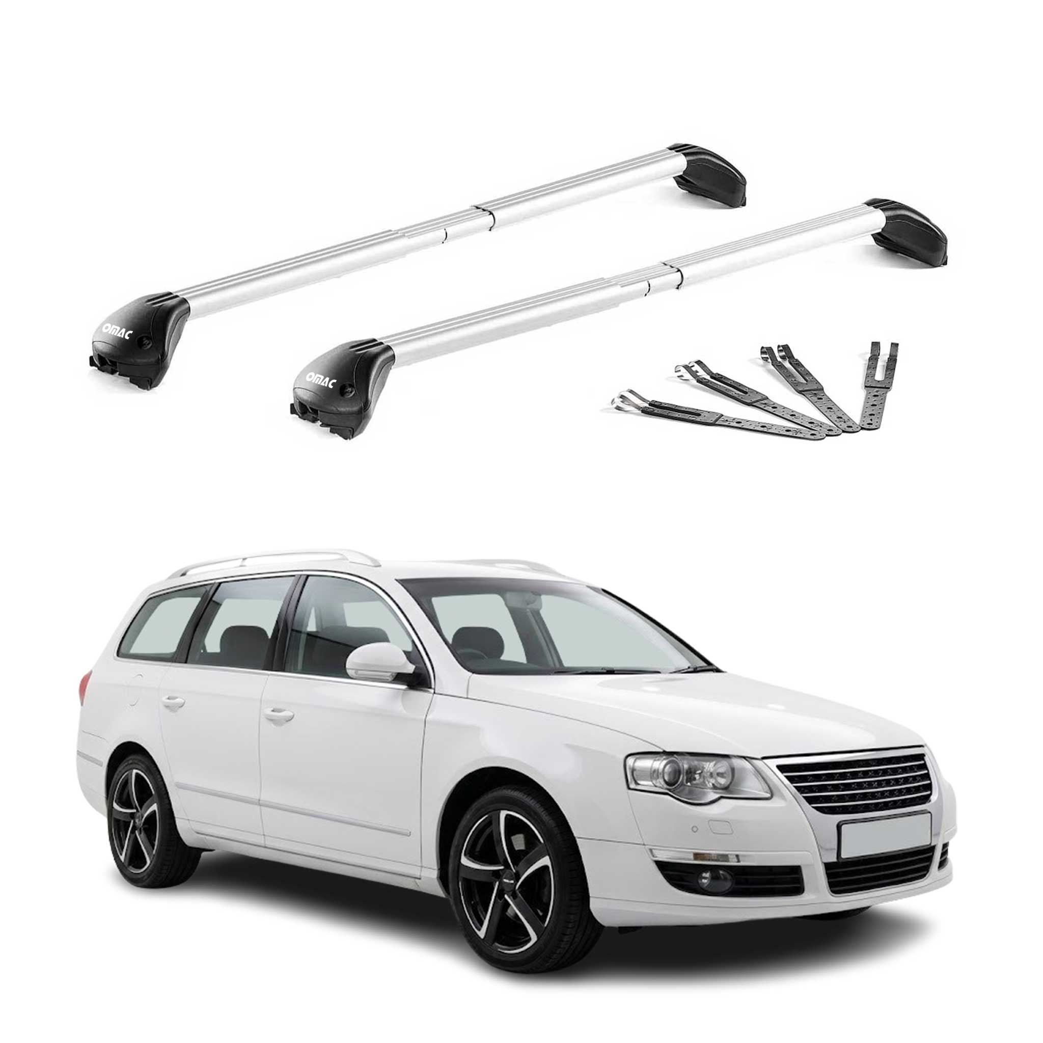 Barres de toit pour VW Passat B6 B7 Break 2005-2014 Gris Argenté 2 pièces ABE