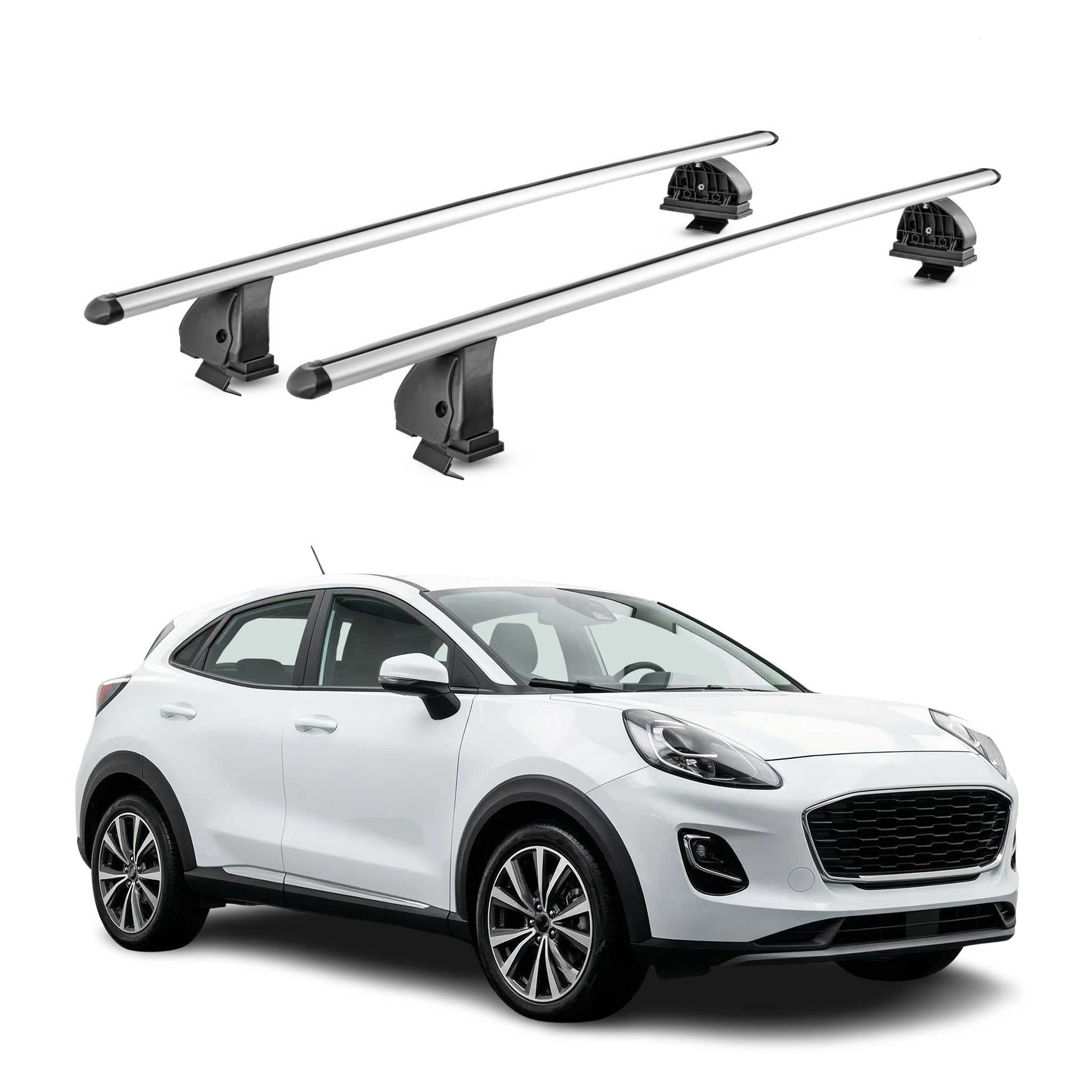 Barres de toit transversales Alu pour Ford Puma 2019-2026 TÜV 75 kg Gris 2Pcs