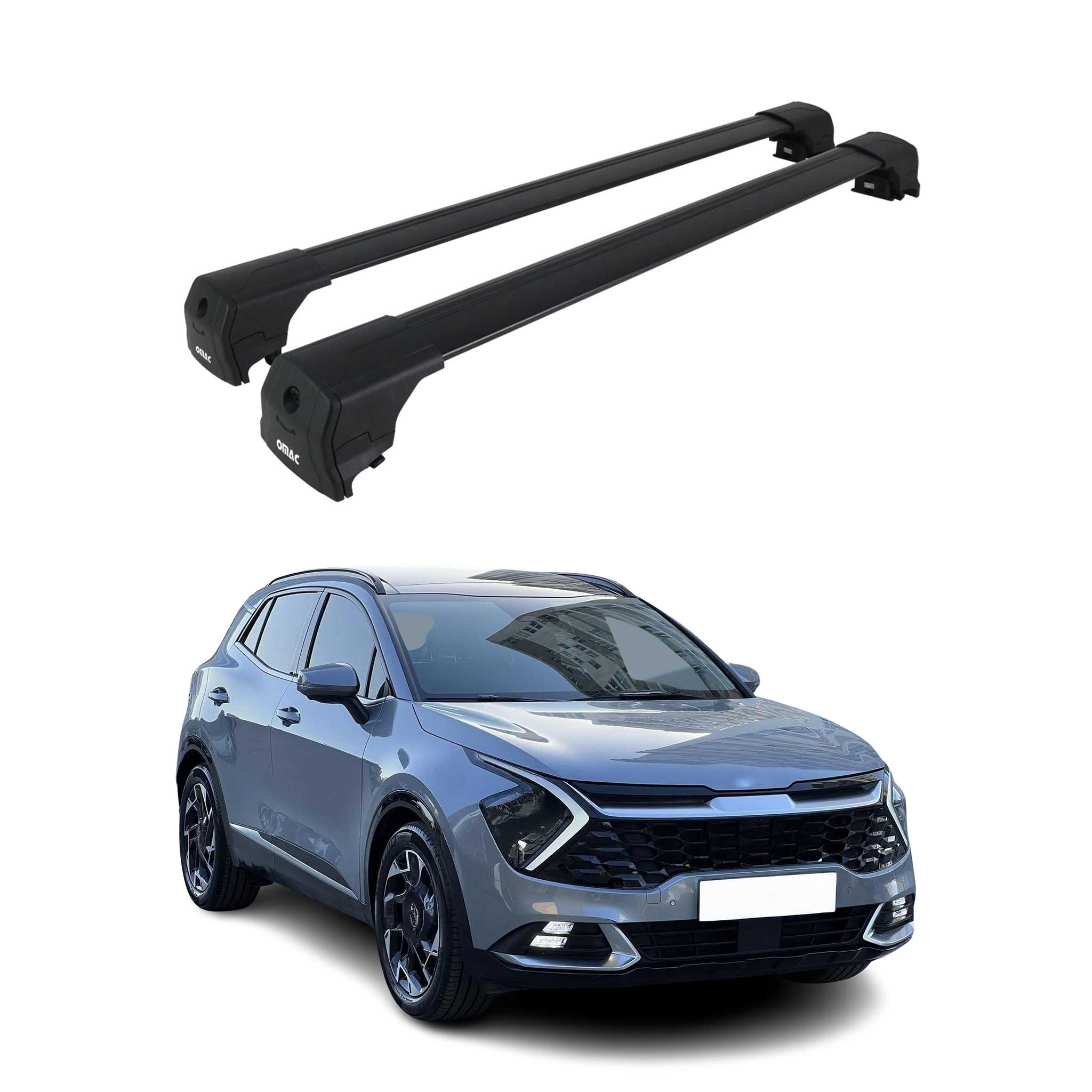 Barres De Toit Transversales pour Kia Sportage 2021-2025 Aluminium Noir ABE