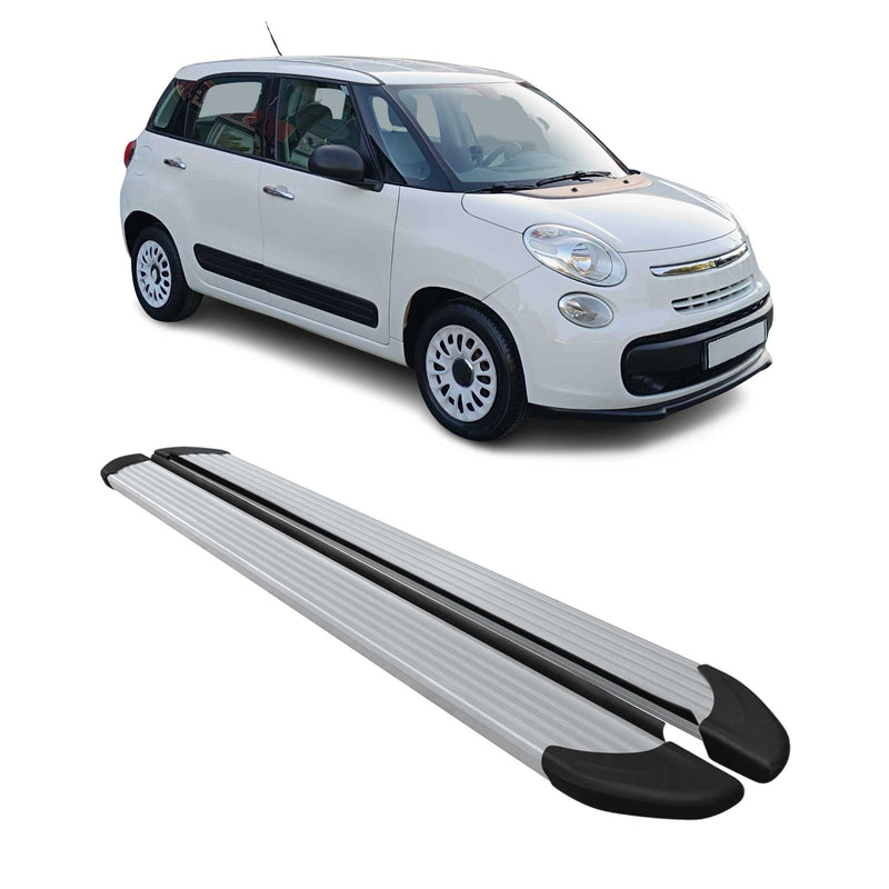 Marchepieds Latéraux pédale pour Fiat 500L 2012-2024 Aluminium Argent 2Pcs