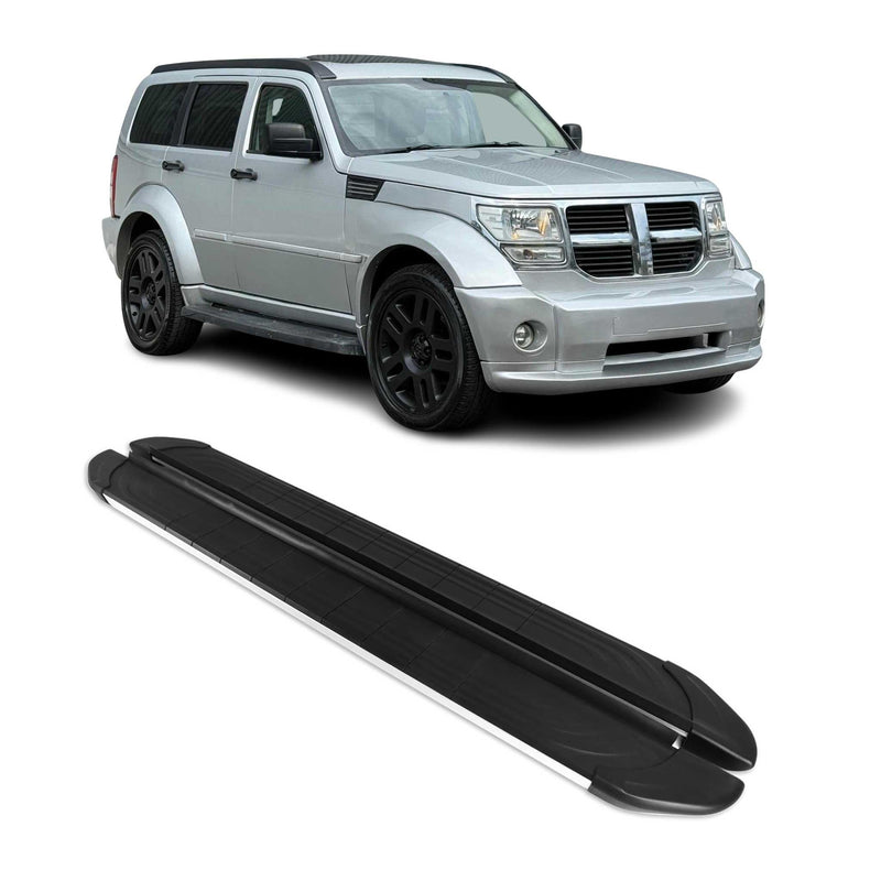 Marchepieds Latéraux pour Dodge Nitro 2006-2012 Aluminium Gris Noir 2Pcs