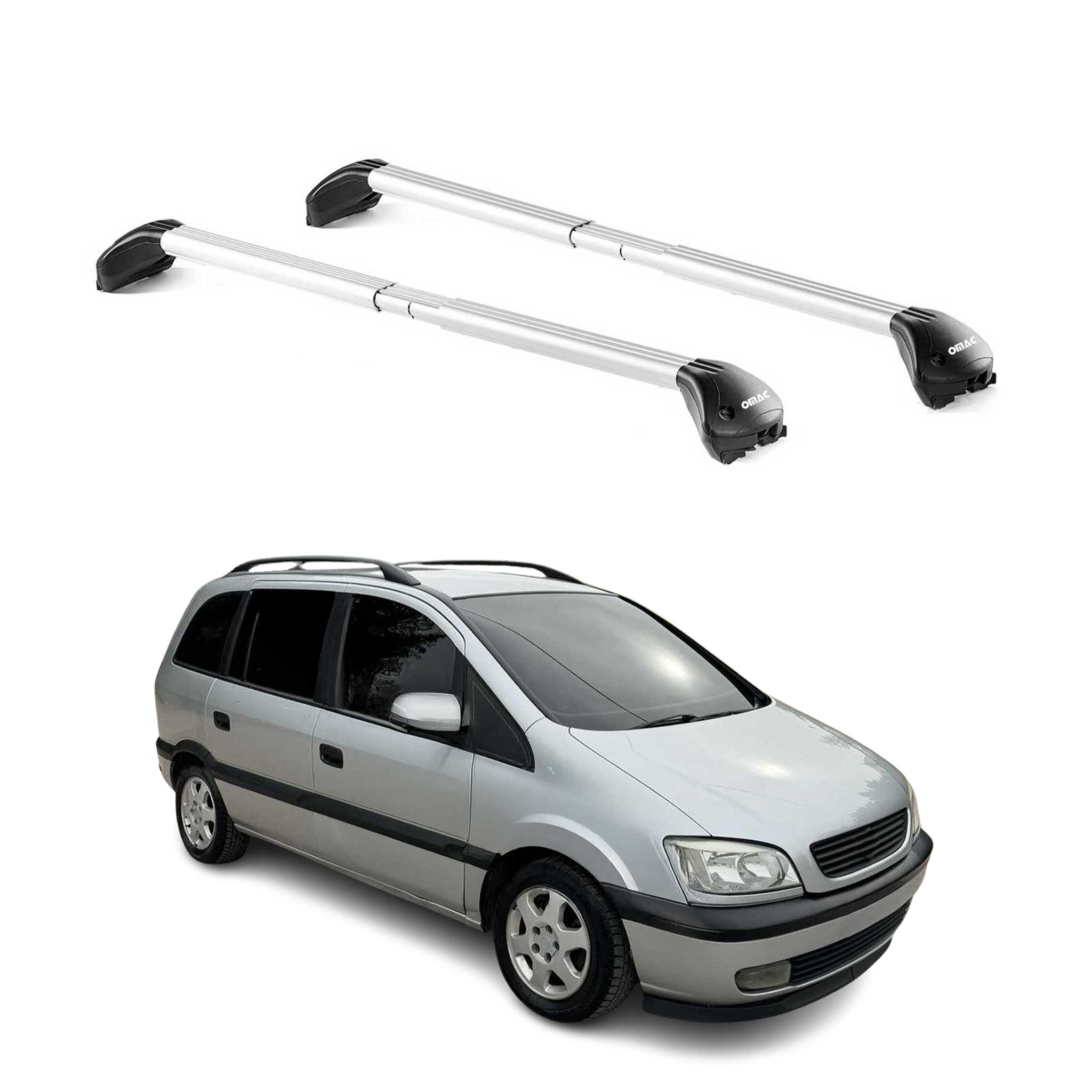 Barres de toit pour Opel Zafira A 1999-2005 5P Gris Argenté 2 pièces ABE
