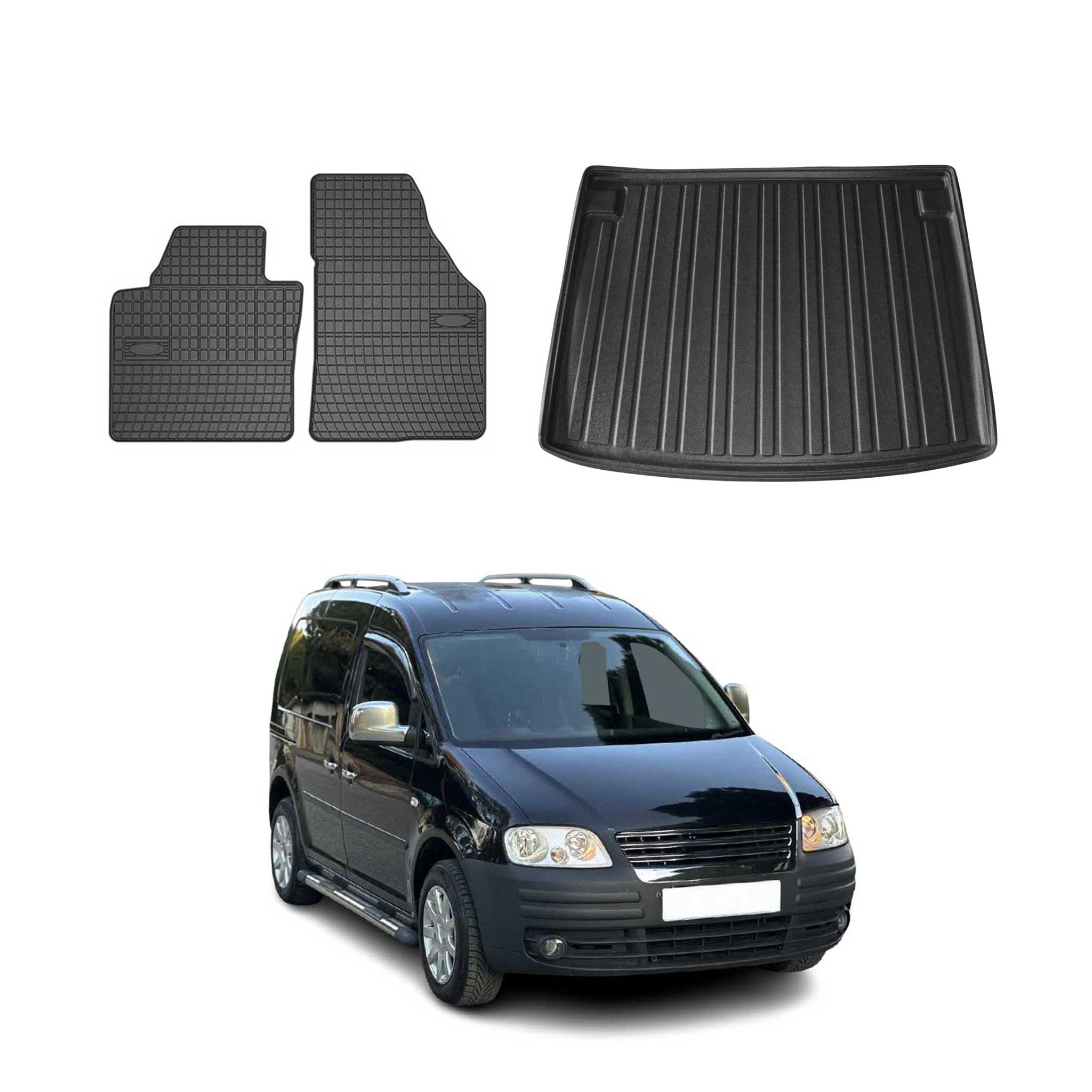 Kit Tapis de sol et coffre pour VW Caddy 2004-2010 TPE Noir