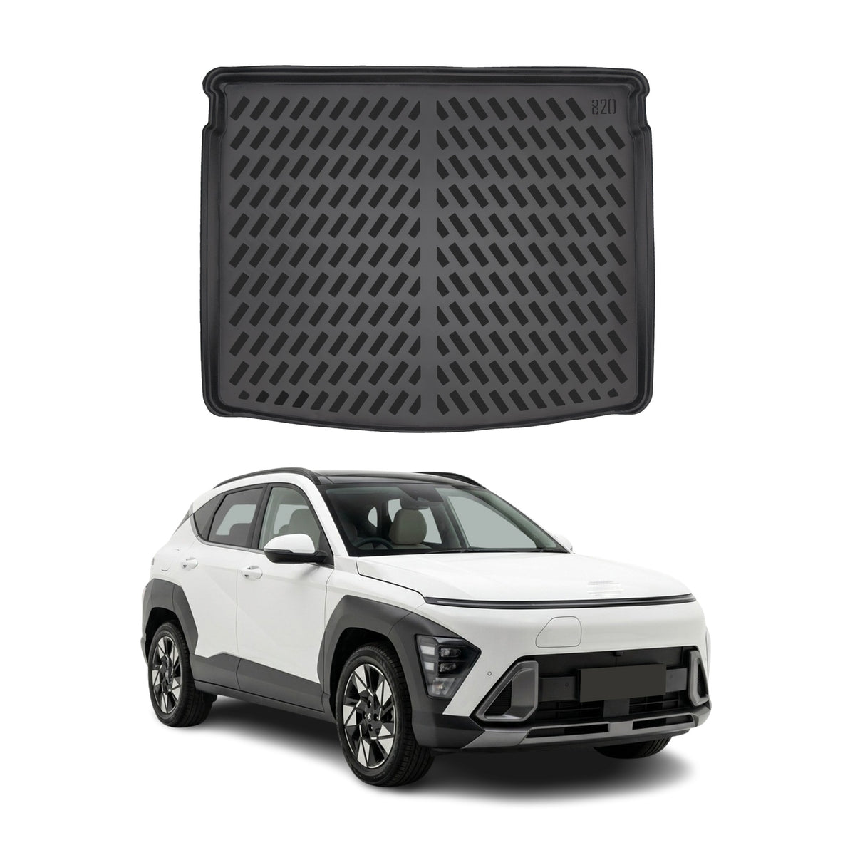 Tapis de coffre Supérieur pour Hyundai Kona 2023-2027 Noir 3D en Caoutchouc TPE