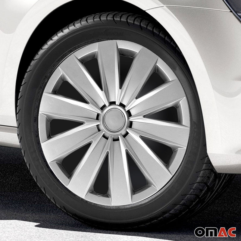 Jeu Enjoliveurs de Roue pour Renault Clio 4Pcs 15 Pouces Gris