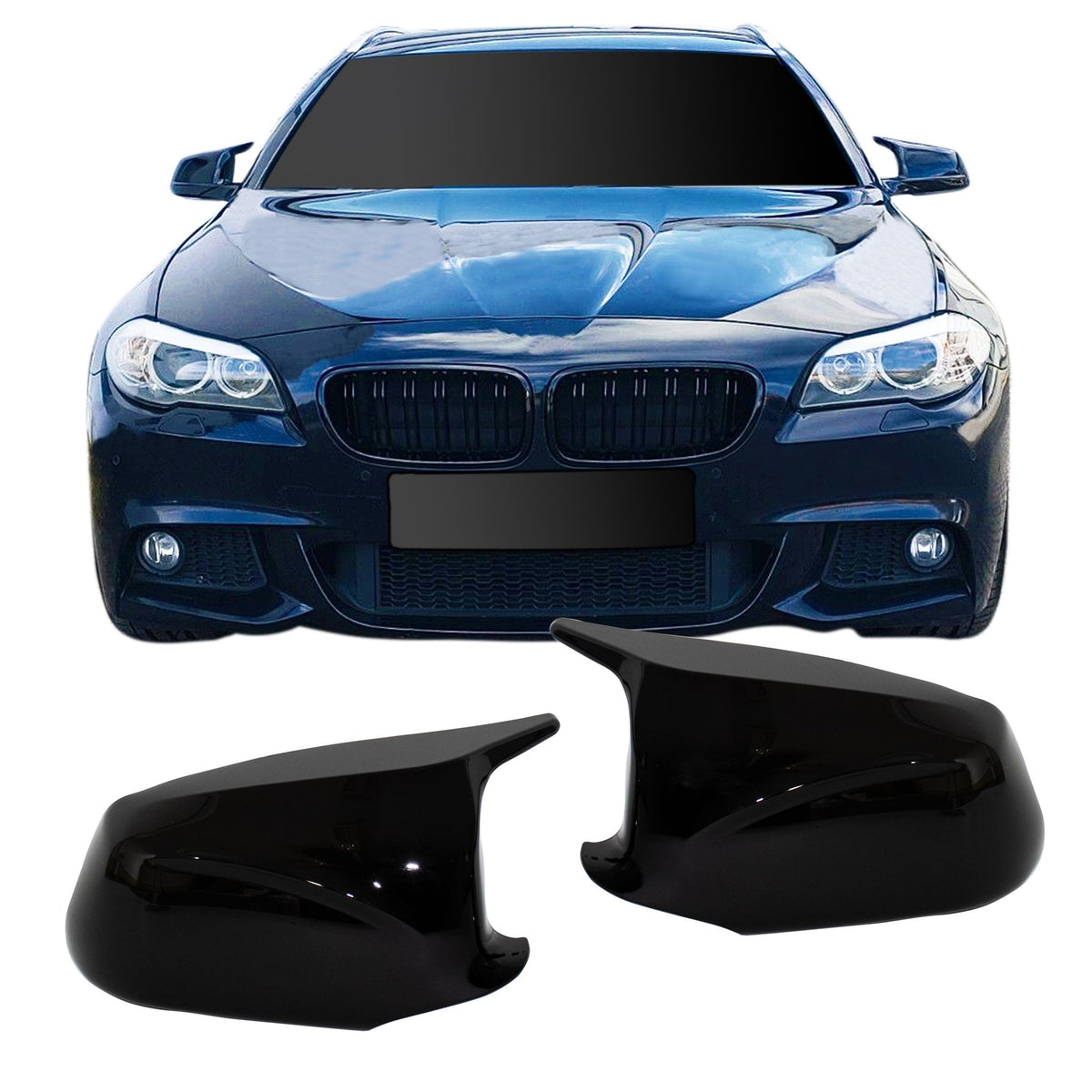 JOM Coques de Rétroviseur pour BMW F10/F11/F18 2010-2013 Noir Brillant, RHD/LHD