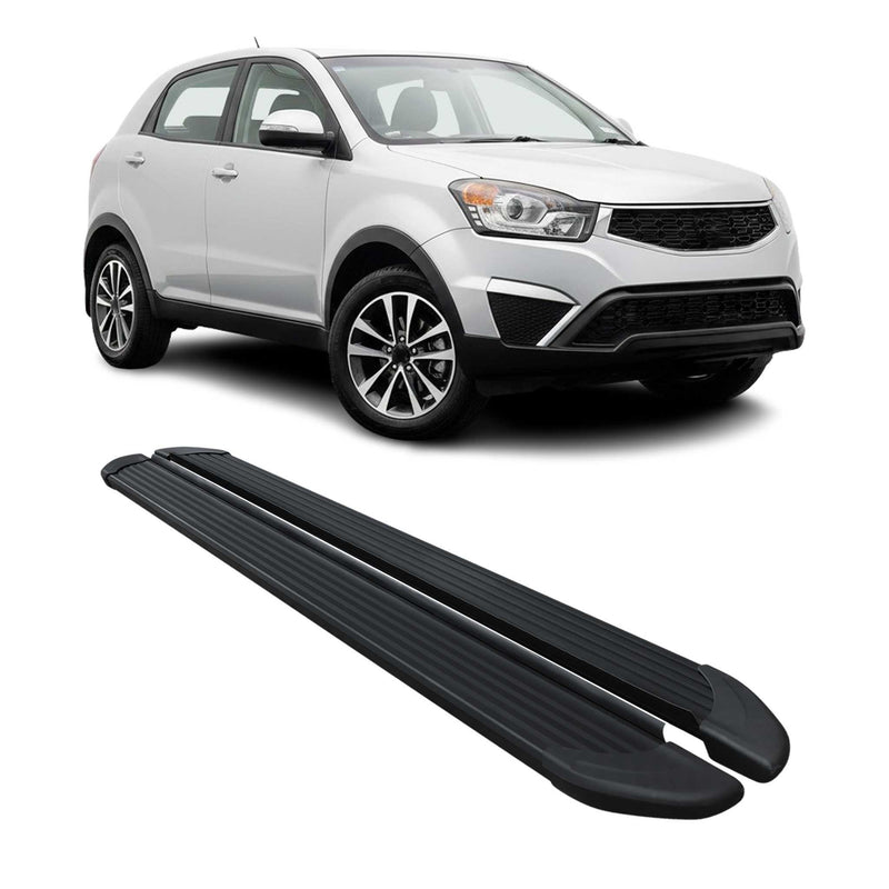 Marchepieds Latéraux pour Ssangyong Korando 2011-2019 Noir Aluminium 2Pcs