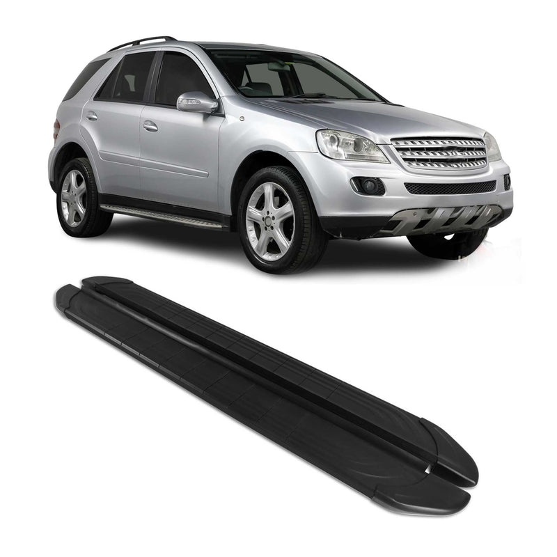 Marchepieds Latéraux pour Mercedes Classe M W164 2006-2011 2Pcs Alu Noir