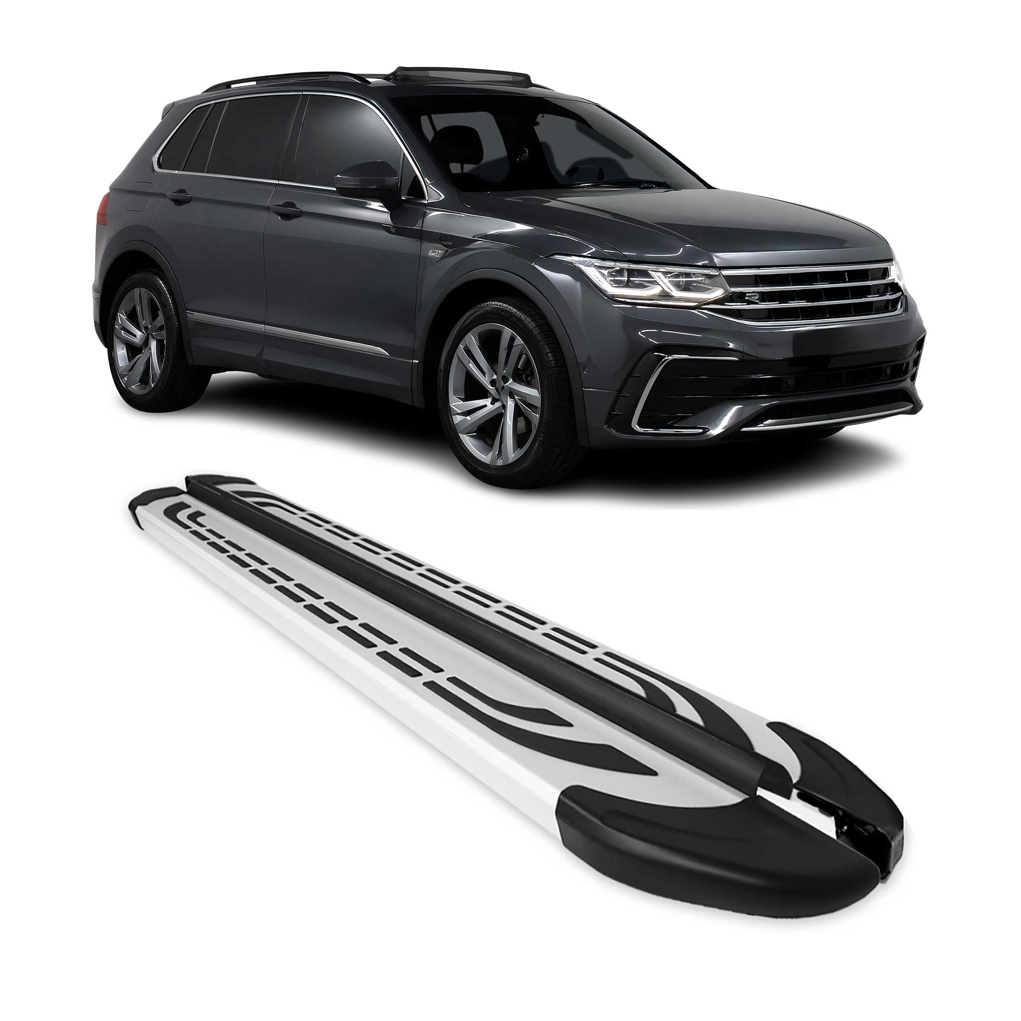 Marchepieds Latéraux pédale pour VW Tiguan II 2016-2023 Aluminium Gris 2Pcs