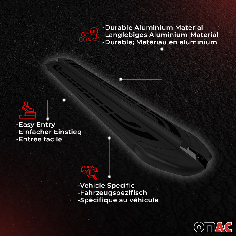 Marchepieds Latéraux pédale pour Kia Soul 2014-2019 Aluminium Noir 2x
