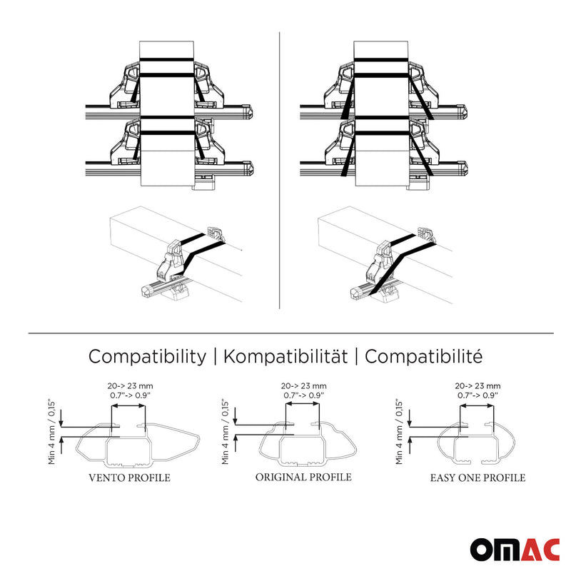 Butée Cale de chargement réglable a Verrouillage Facile pour porte-bagages 4Pcs