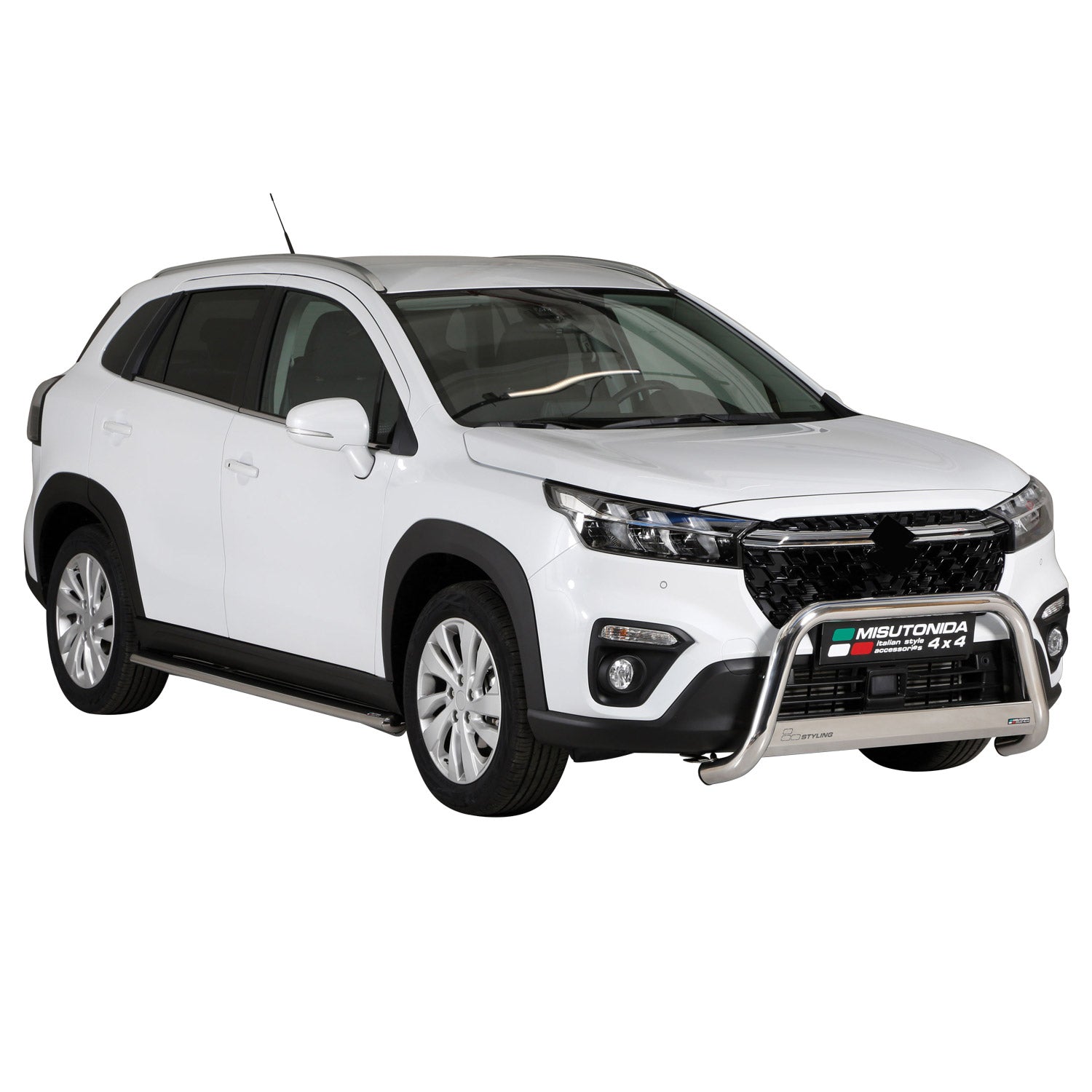Pare-buffle Avant pour Suzuki Sx4 S-Cross Hybride 2022-2026 63mm en Acier Argent