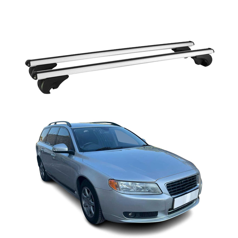 Barres de toit Transversales pour Volvo V70 2007-2016 Aluminium Argent