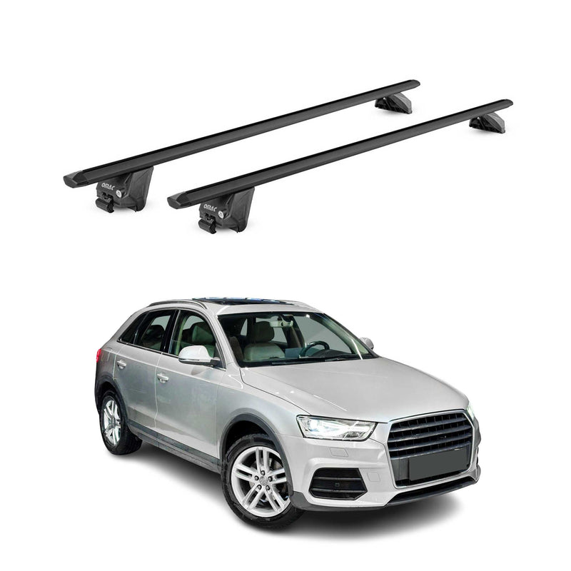 Barres de toit transversales pour Audi Q3 8U 2011-2018 Alu Noir 2 pièces ABE
