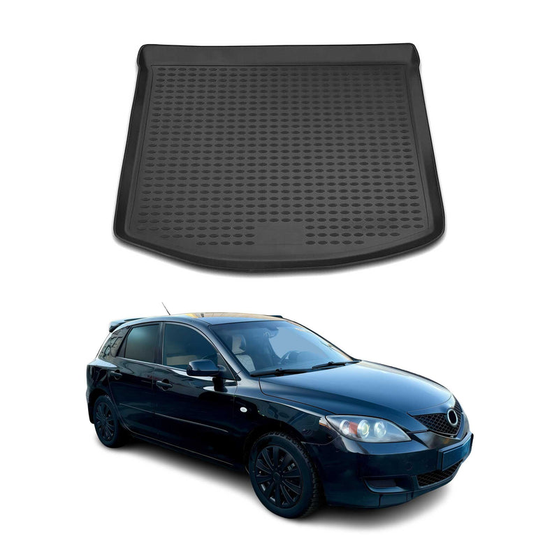 Tapis de Coffre pour Mazda 3 2003-2009 HB en caoutchouc TPE 3D Noir 1Pcs