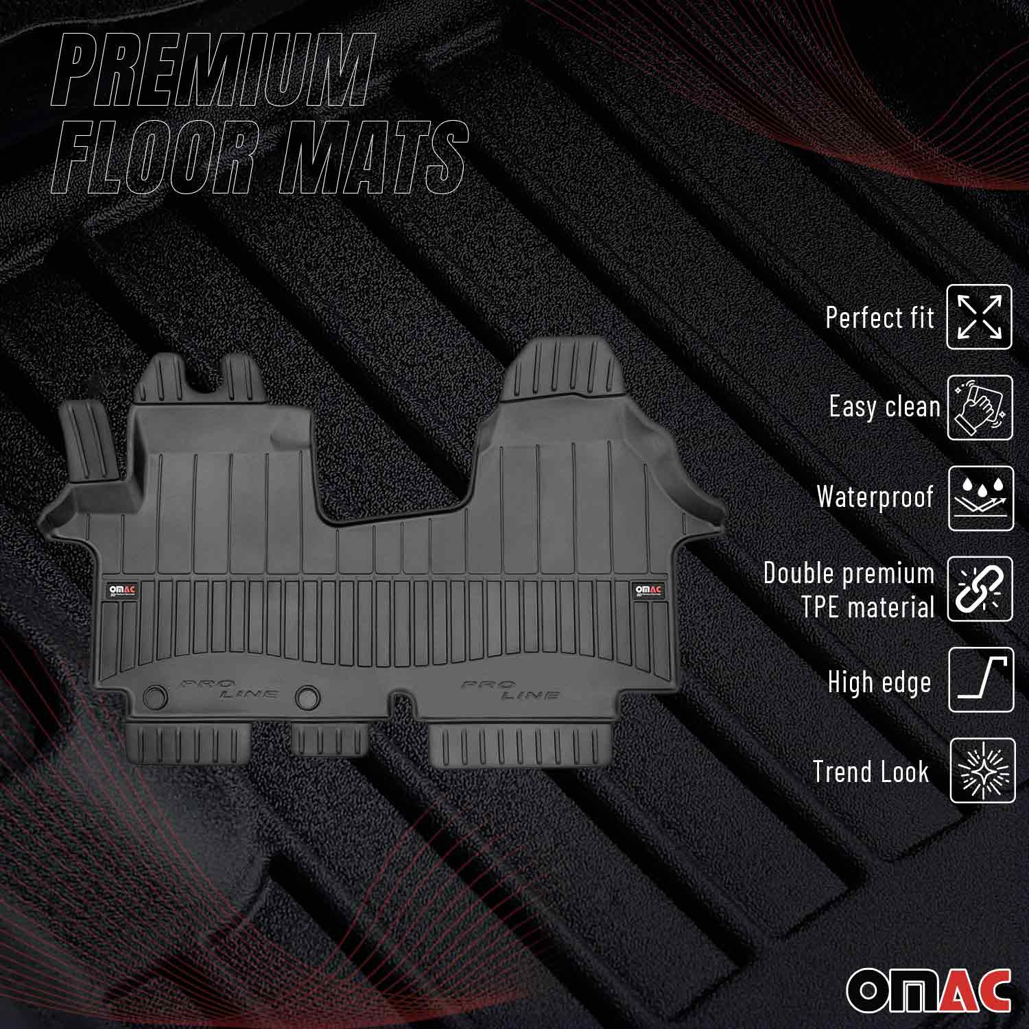 OMAC Tapis de sol en caoutchouc pour Opel Vivaro A 2001-2014 Noir Premium