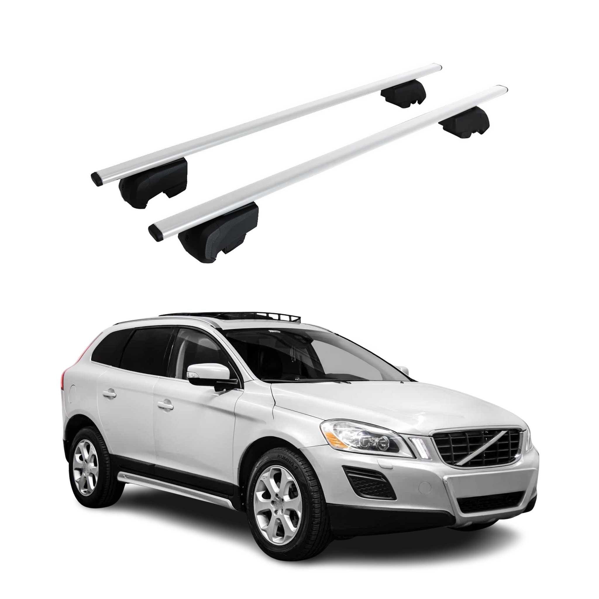 Barres de toit Transversales pour Volvo XC60 2009-2017 ABE Gris 2x