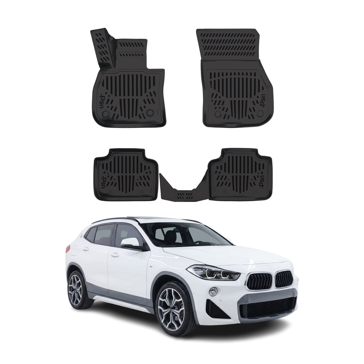Tapis de sol pour BMW 2 Série Active Tourer 2022-2027 Noir 3D TPE 4Pcs