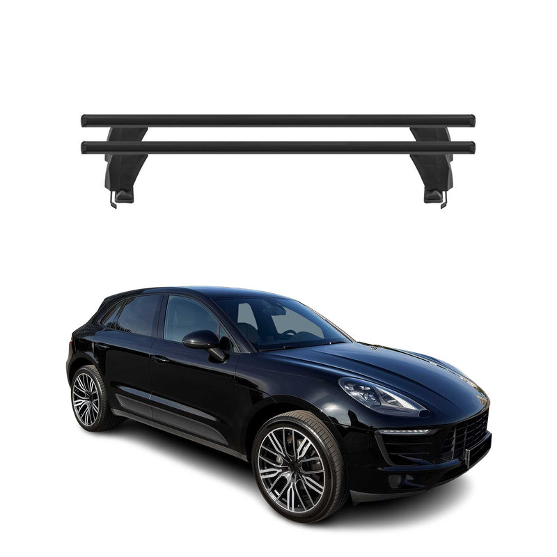 Menabo Barres de toit Transversales pour Porsche Macan 2013-2018 Noir T†V 2x