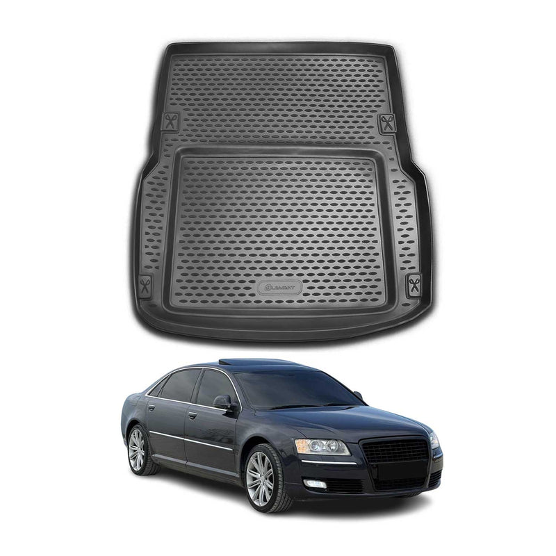 OMAC Tapis de coffre pour Audi A8 D3 4E Berline 2002-2010 caoutchouc TPE Noir