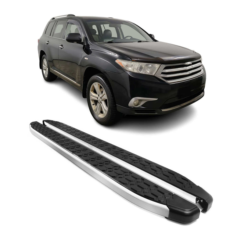 Marchepieds Latéraux pour Toyota Highlander 2007-2013 Gris Noir Aluminium 2Pcs