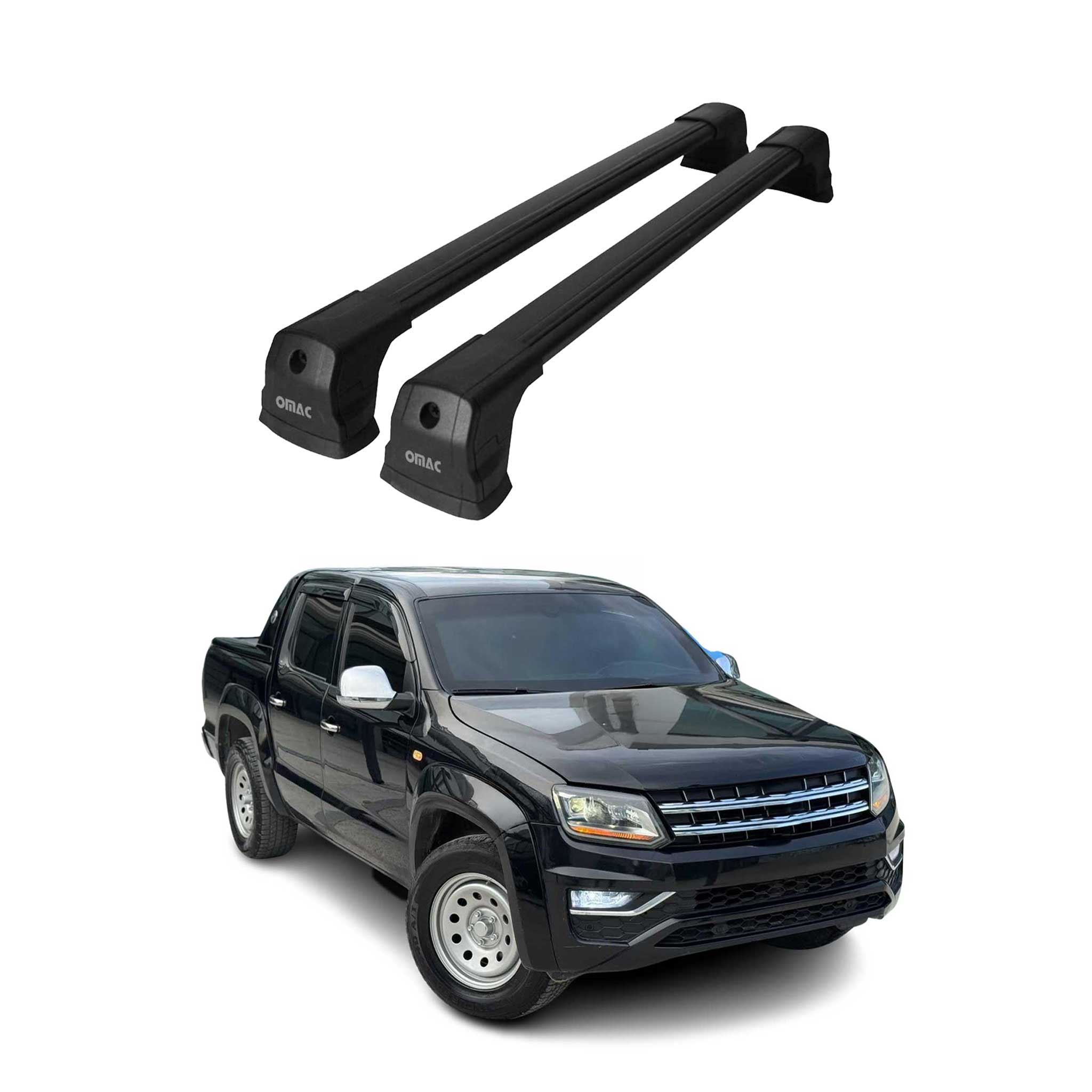 Barres de Toit Transversales pour VW Amarok I 2010-2020 Aluminium Noir 2Pcs