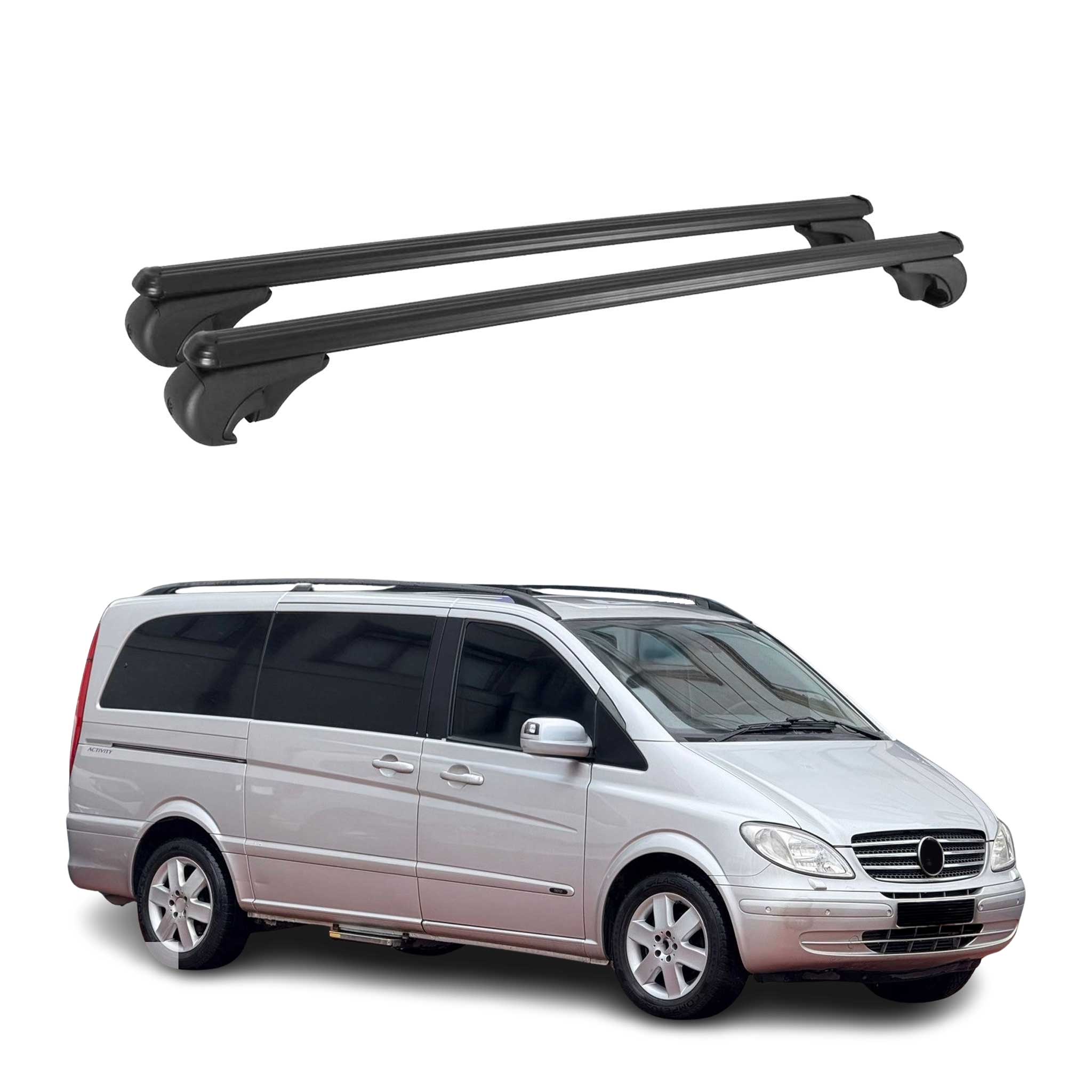Barres de toit Transversales pour Mercedes Viano Vito W639 2003-2014 Alu Noir