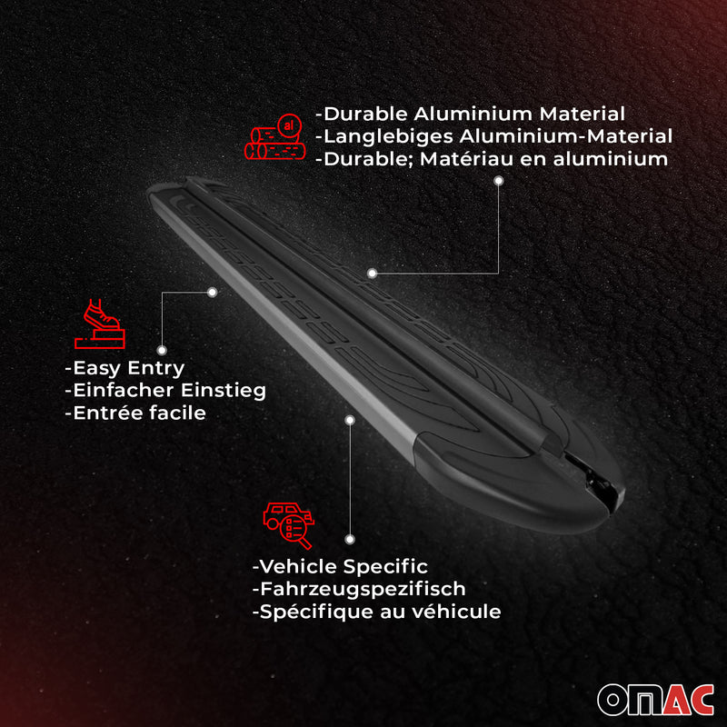 Marchepieds Latéraux Noirs pour Citroën C5 Aircross en Aluminium 2Pcs