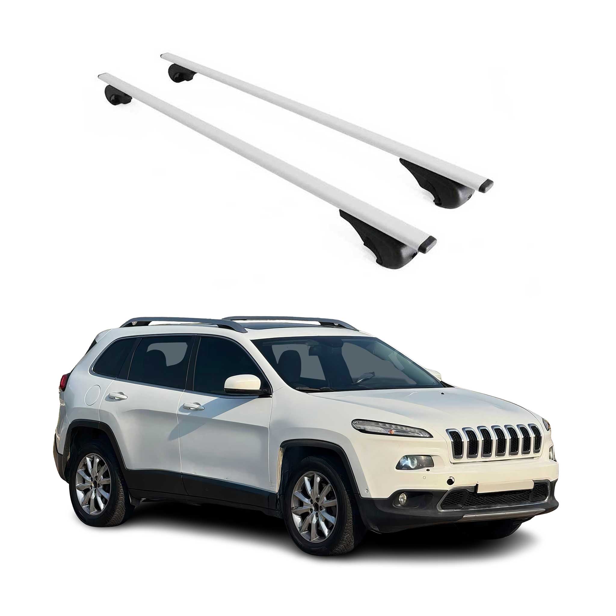 Barres de toit Transversales pour Jeep Cherokee 2014-2024 Fer Argent