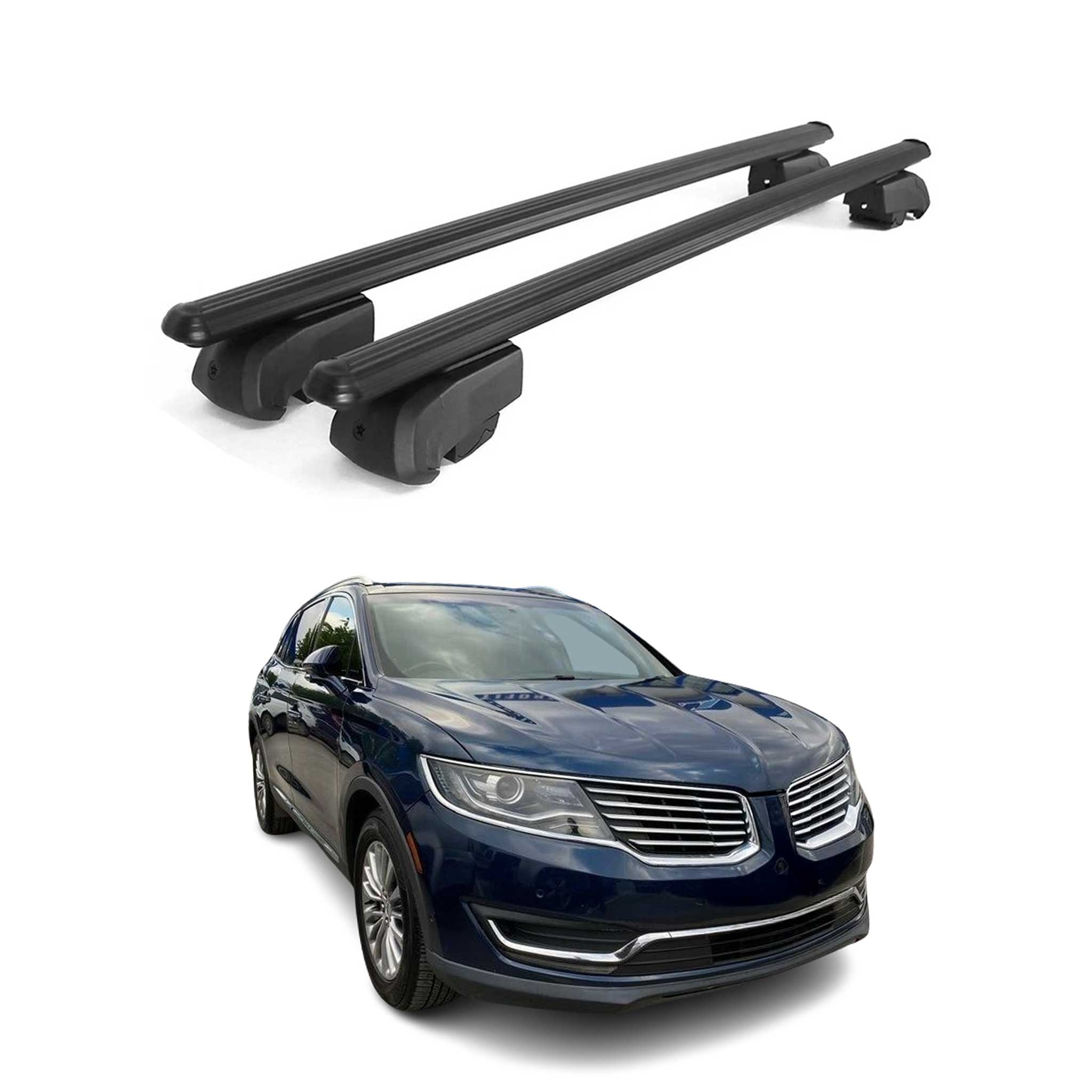 Barres de toit Transversales pour Lincoln MKX 2016-2018 ABE Aluminium Noir