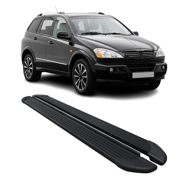 Marchepieds Latéraux pédale pour Ssangyong Kyron 2005-2014 Aluminium Noir 2Pcs