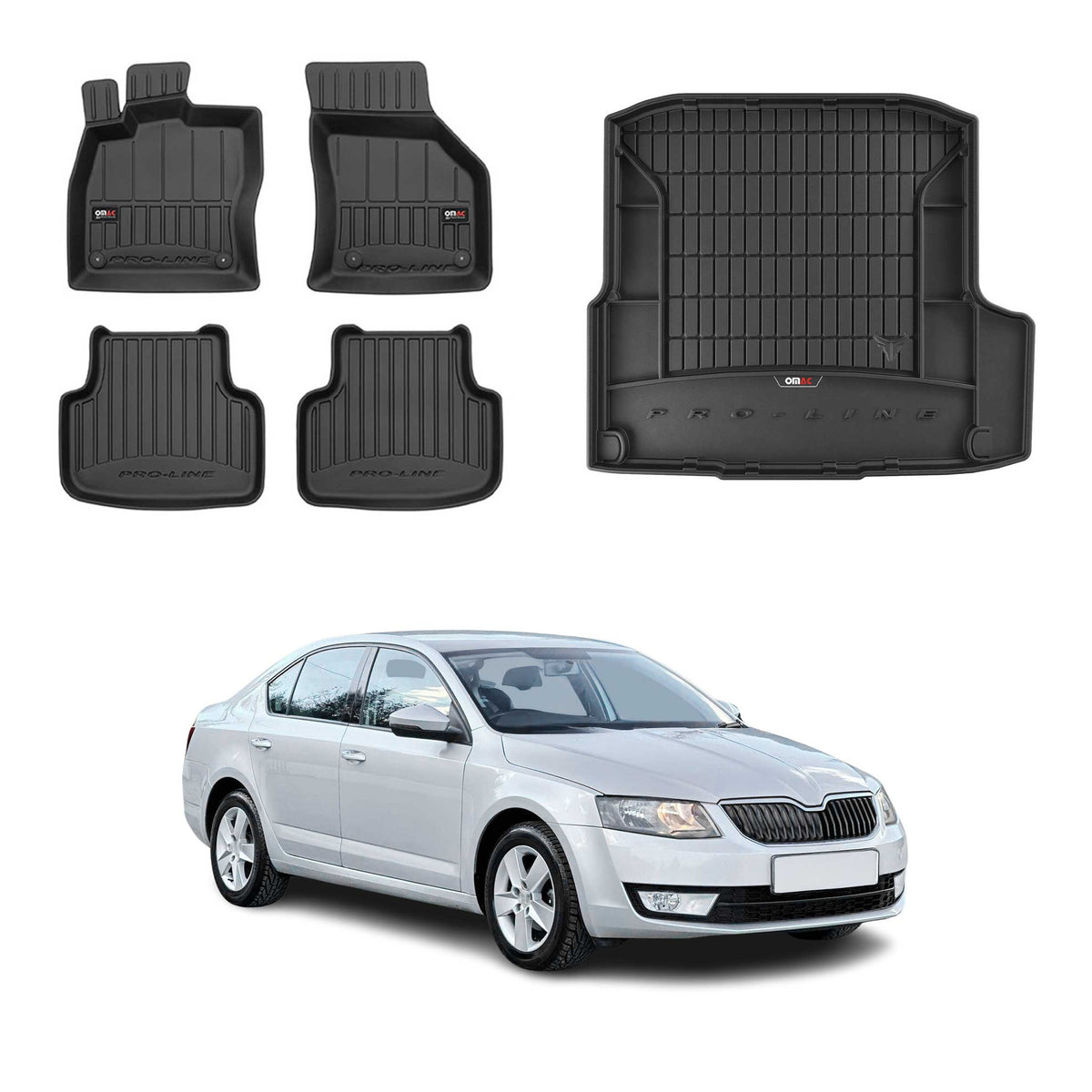 OMAC Kit Tapis de Sol et Coffre pour Skoda Octavia Break 2012-2019
