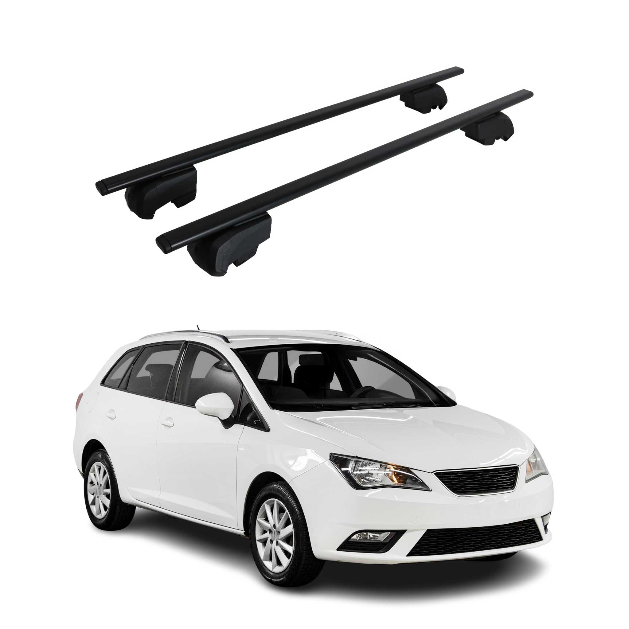 Barres de toit Transversales pour Seat Ibiza ST 2009-2016 Fer Noir ABE