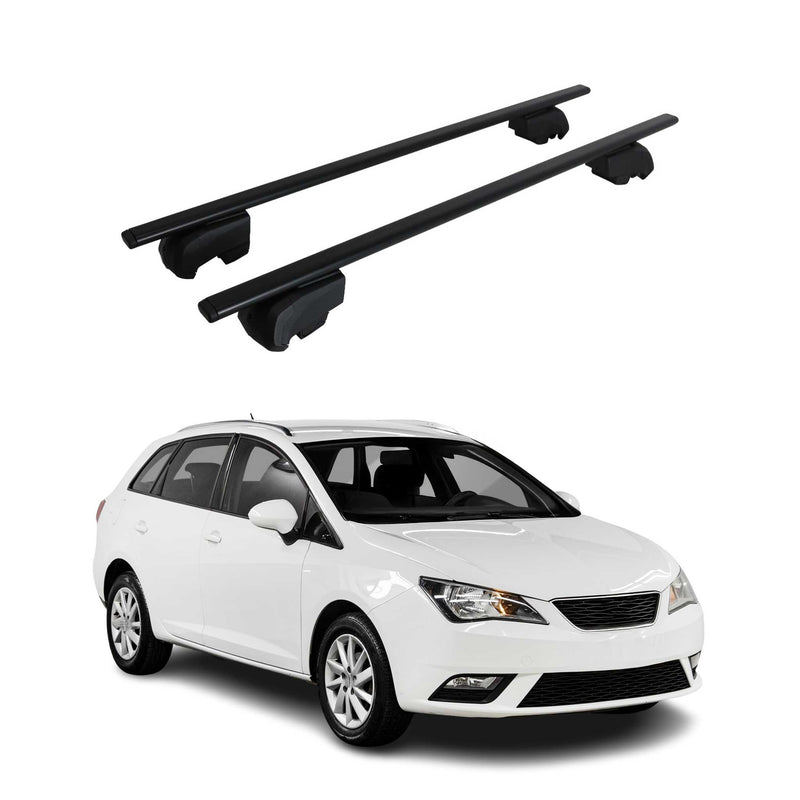 Barres de toit Transversales pour Seat Ibiza ST 2009-2016 Fer Noir ABE