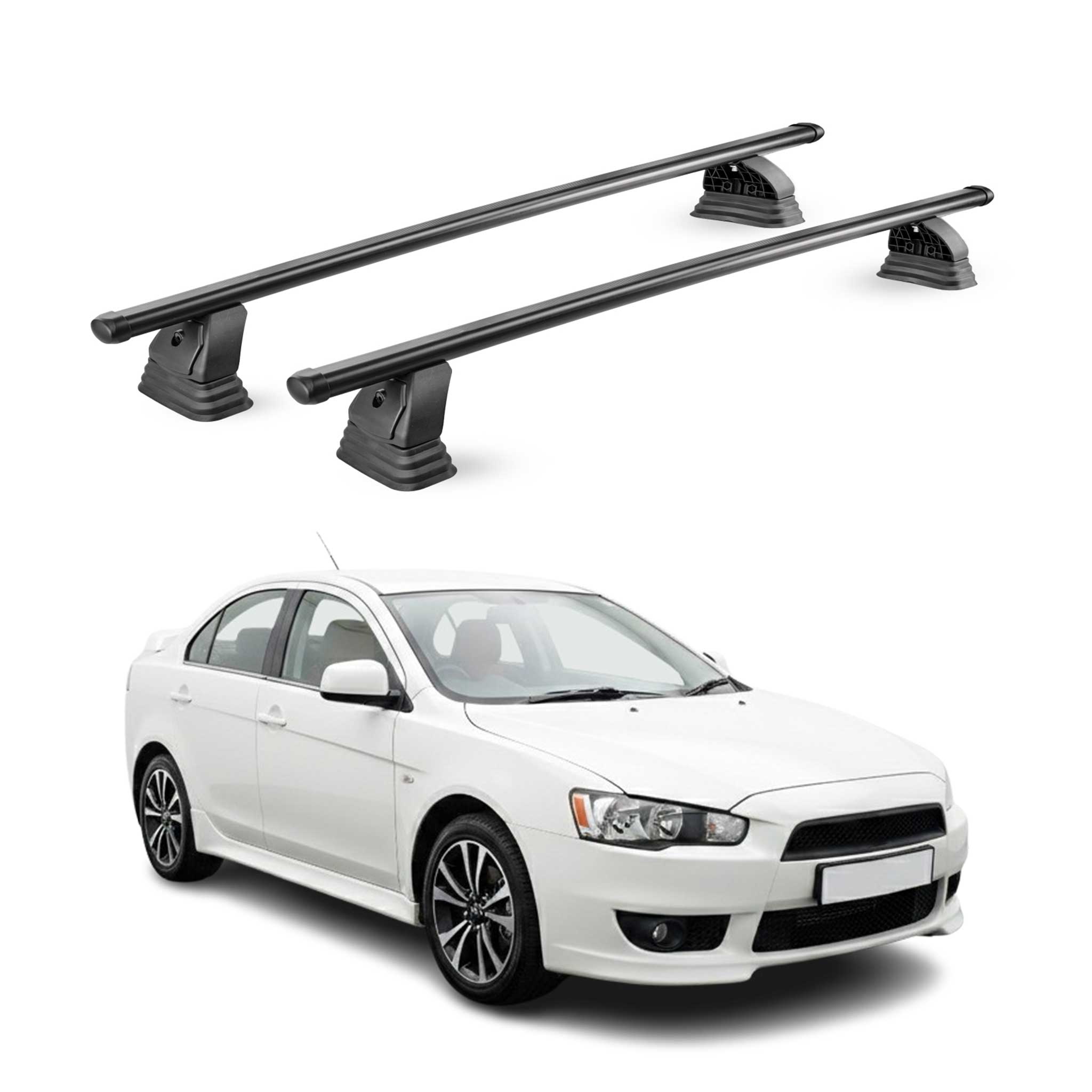 Barres de toit transversales acier pour Mitsubishi Lancer 2008-2020 TÜV Noir 2x