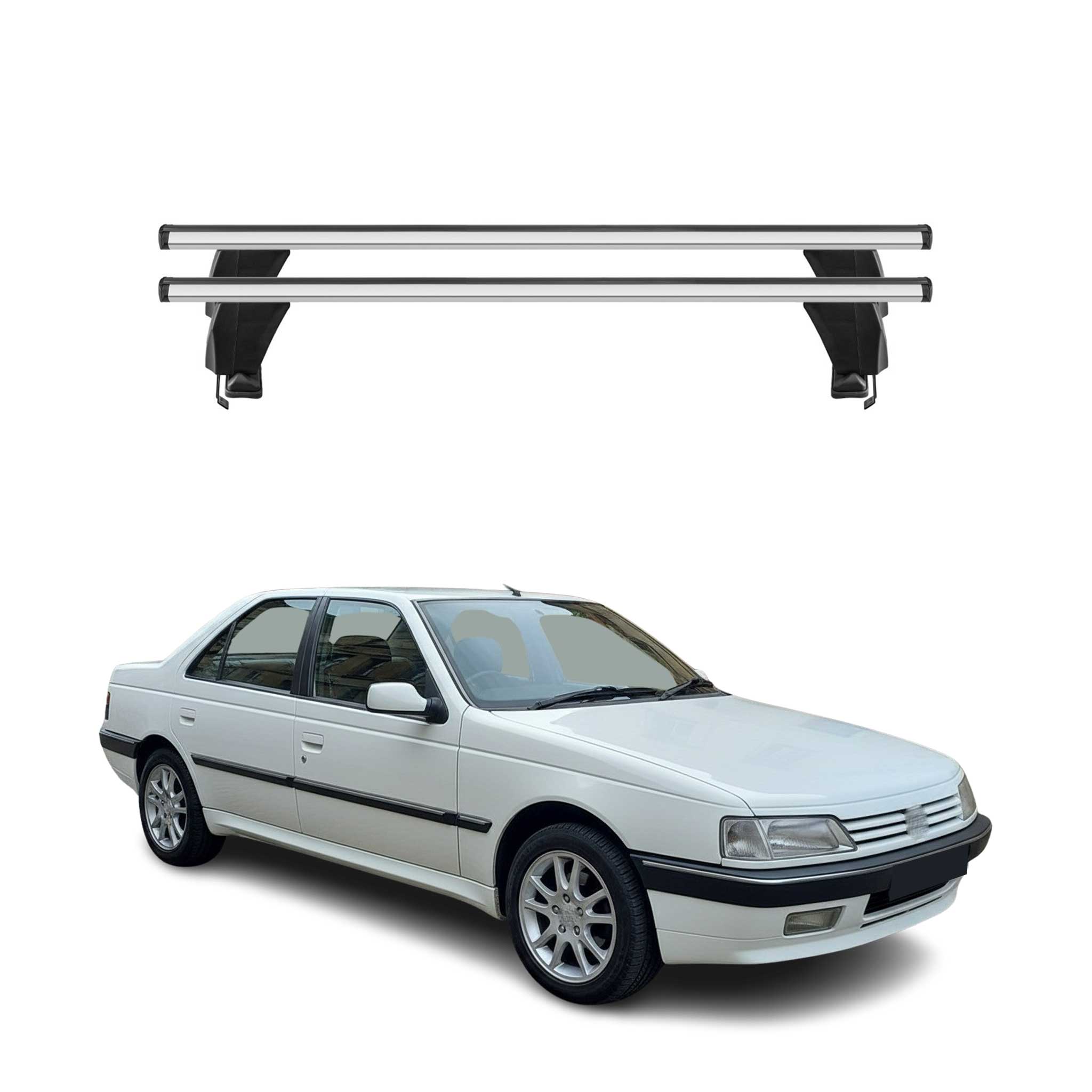 Barres de toit transversales pour Peugeot 405 Berline 1995-1999 Alu Gris 2x