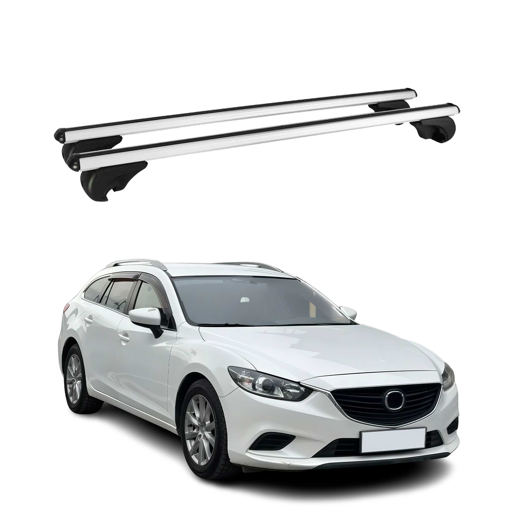 Barres de toit Transversales pour Mazda6 mk3 2012-2025 Aluminium Argent