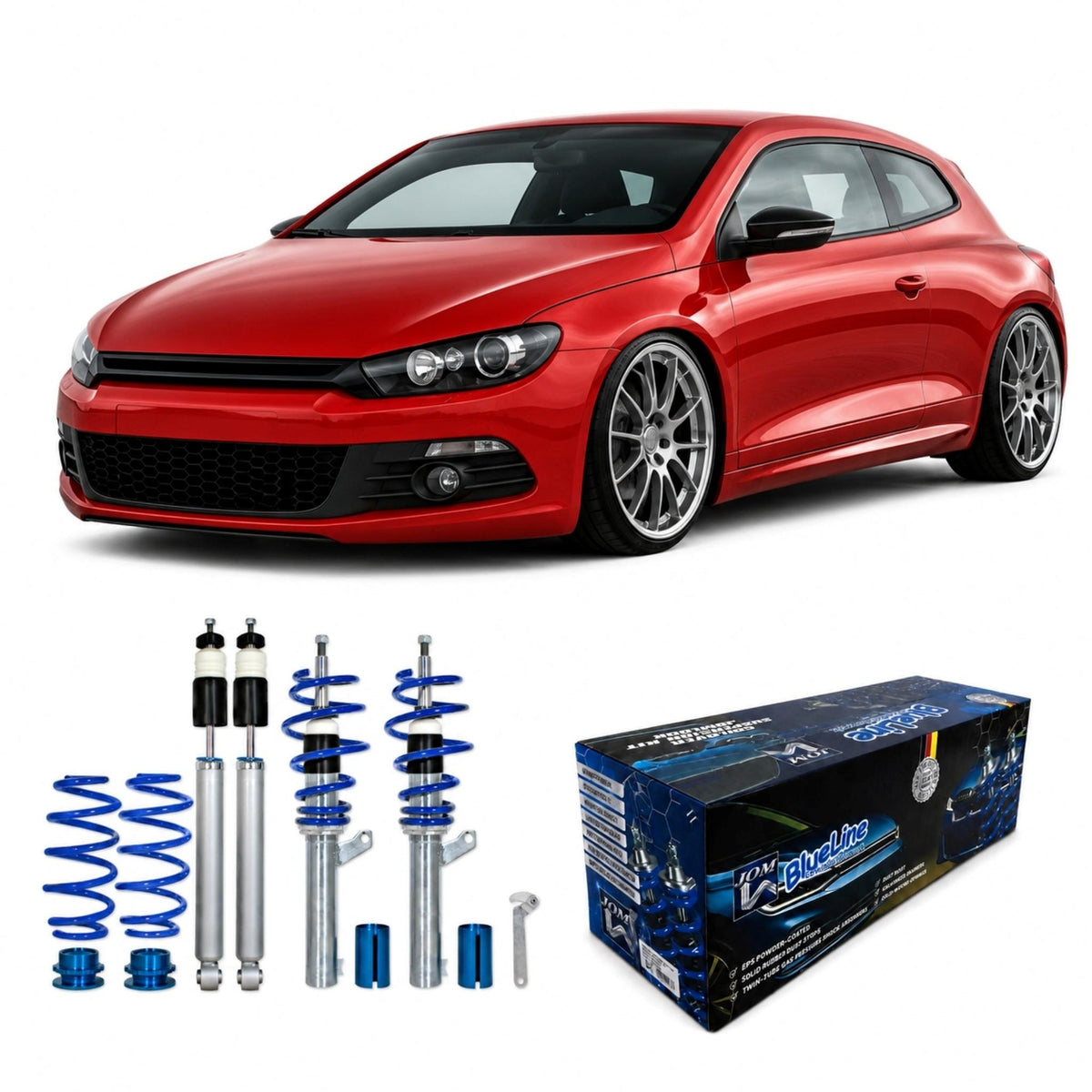 JOM BlueLine Combinés Filetés pour VW Scirocco 3 1.4TSi 2.0TSi 2.0TDi / DSG