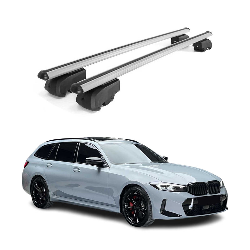 Barres de toit transversales pour BMW Série 3 G21 Break 2019-2024 Aluminium Gris