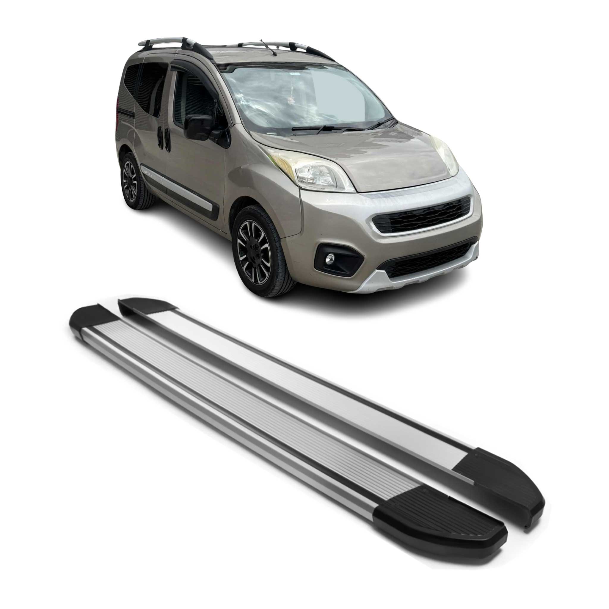 Marchepieds Latéraux pédale pour Fiat Qubo 2007-2021 Aluminium Argent 2Pcs