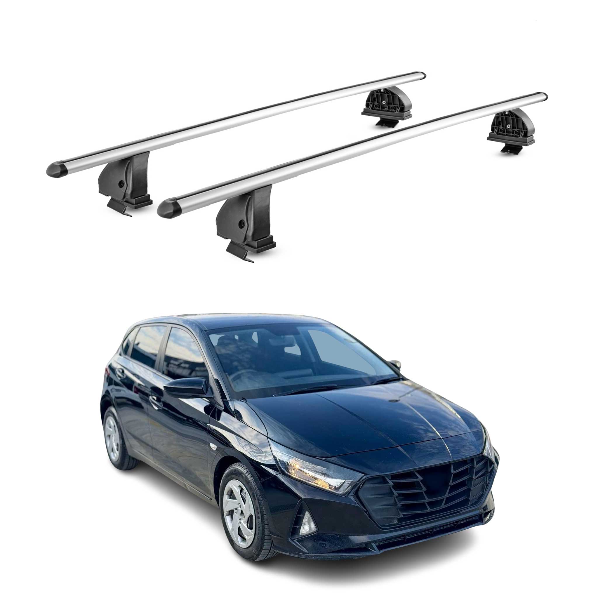Barres de toit transversales Alu pour Hyundai i20 III 2020-2026 TÜV Gris 2Pcs