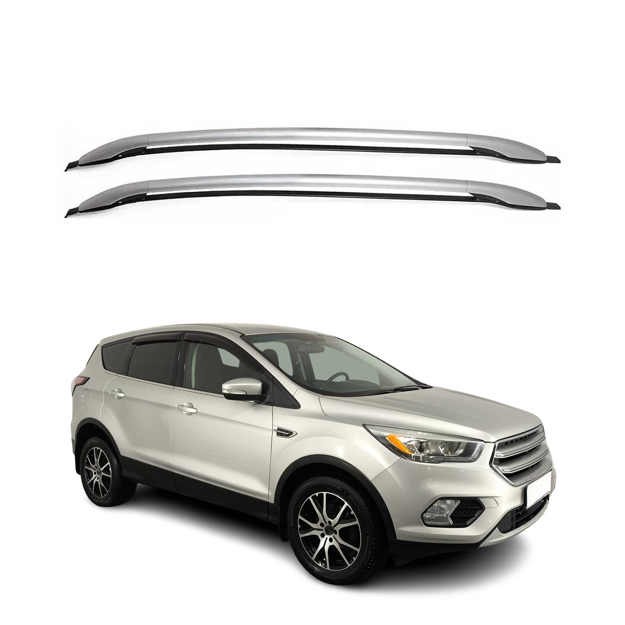 Original Barres De Toit Longitudinales pour Ford Kuga II 2012-19 Aluminium Gris