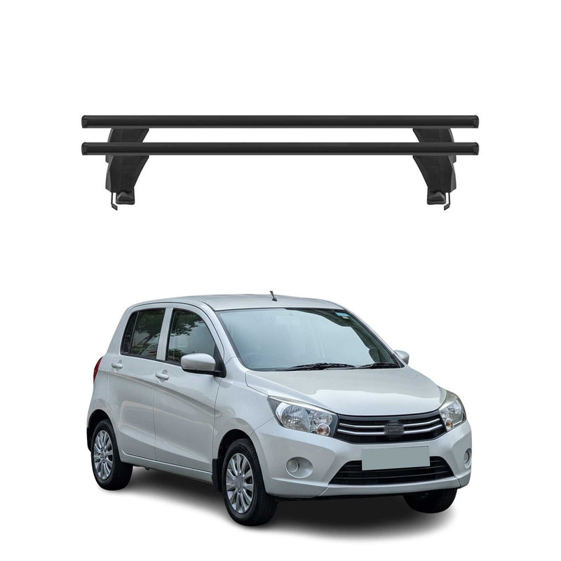 Menabo Barres de toit Transversales pour Suzuki Celerio 2015-2021 Alu Noir ABE