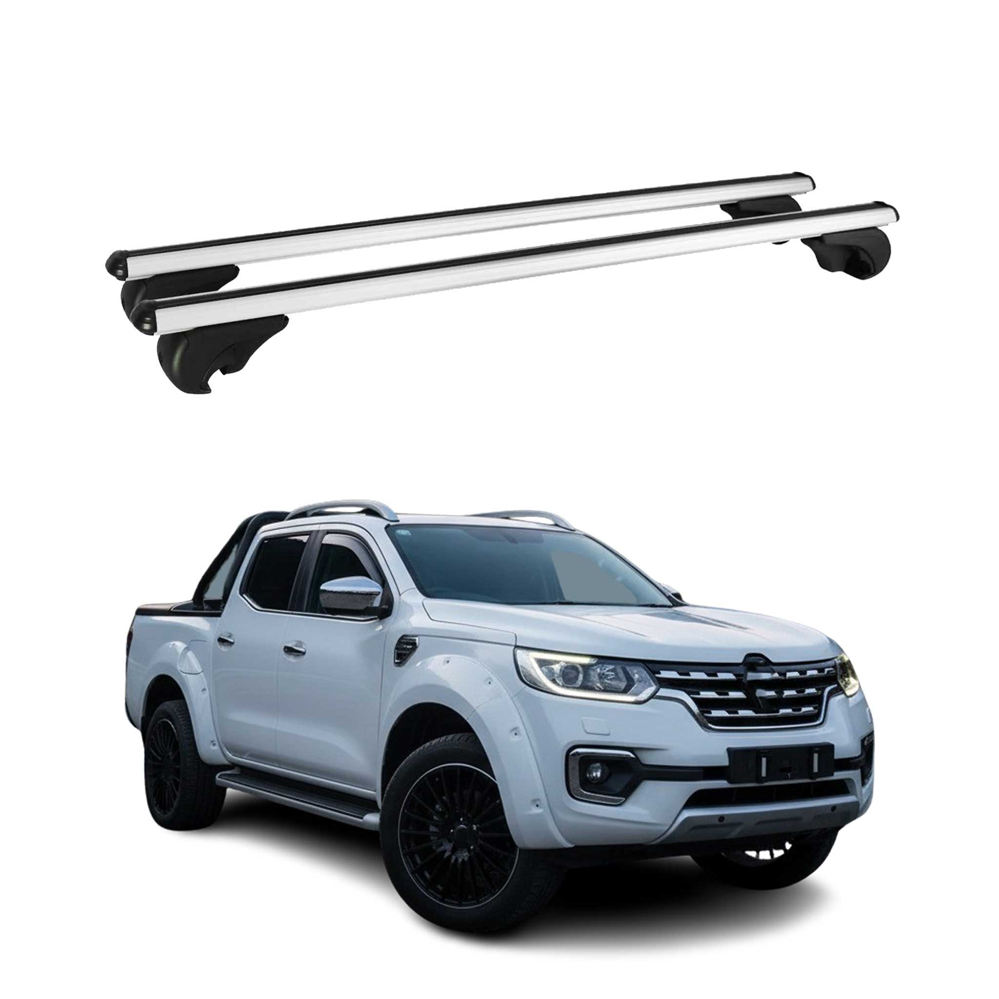 Barres de toit Transversales pour Renault Alaskan 2017-2024 Aluminium Argent