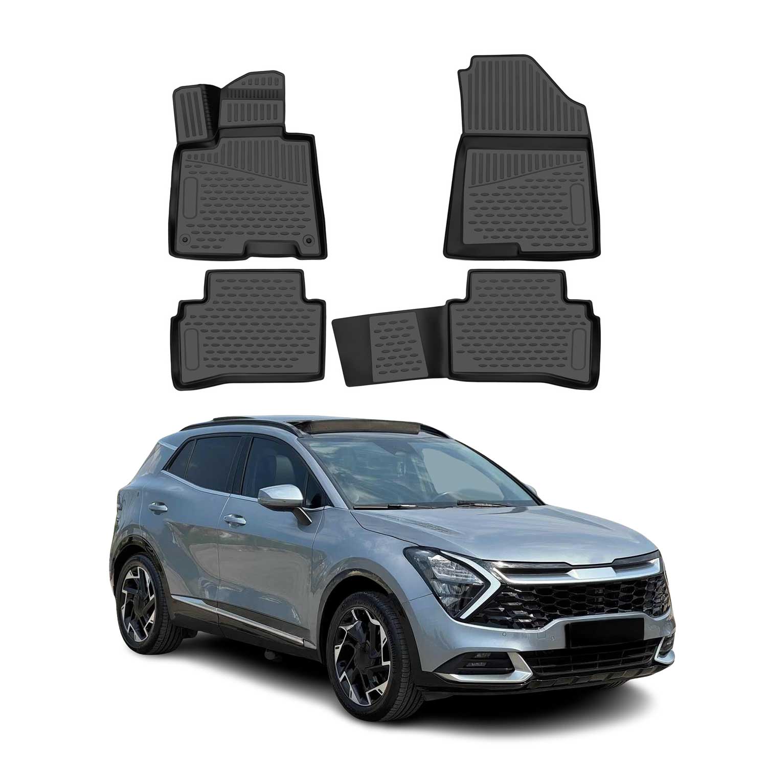 OMAC Tapis de sol pour Kia Sportage NQ5 2022-2026 sur mesure en caoutchouc Noir