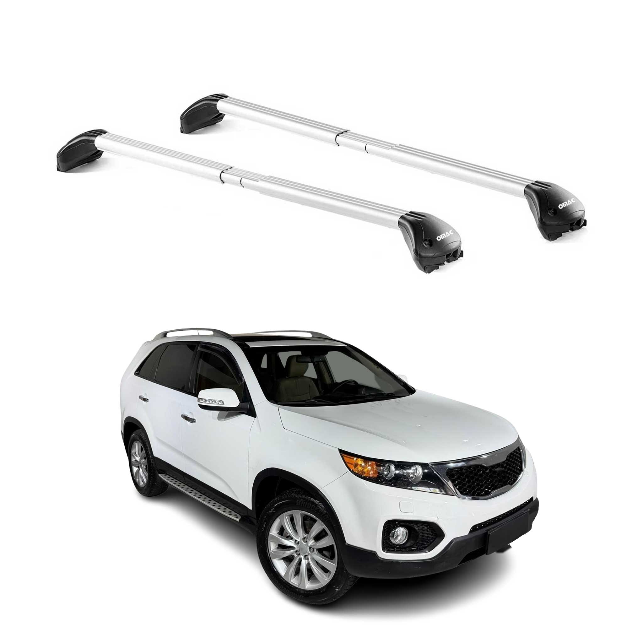 Barres de toit pour Kia Sorento XM 2009-2014 5P Gris Argenté 2 pièces ABE